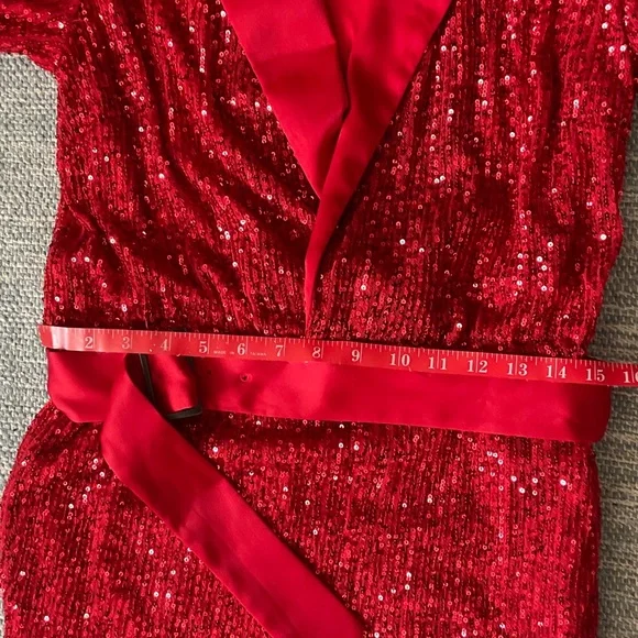 INC International Concepts Red Sequin Jumpsuit - Picture 4 of 7